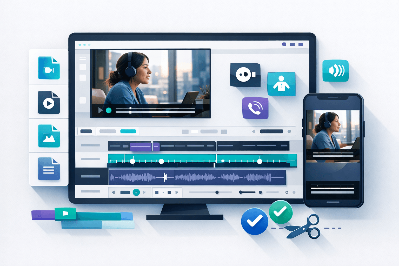 Complete video subtitle workflow with timeline captions and mobile preview