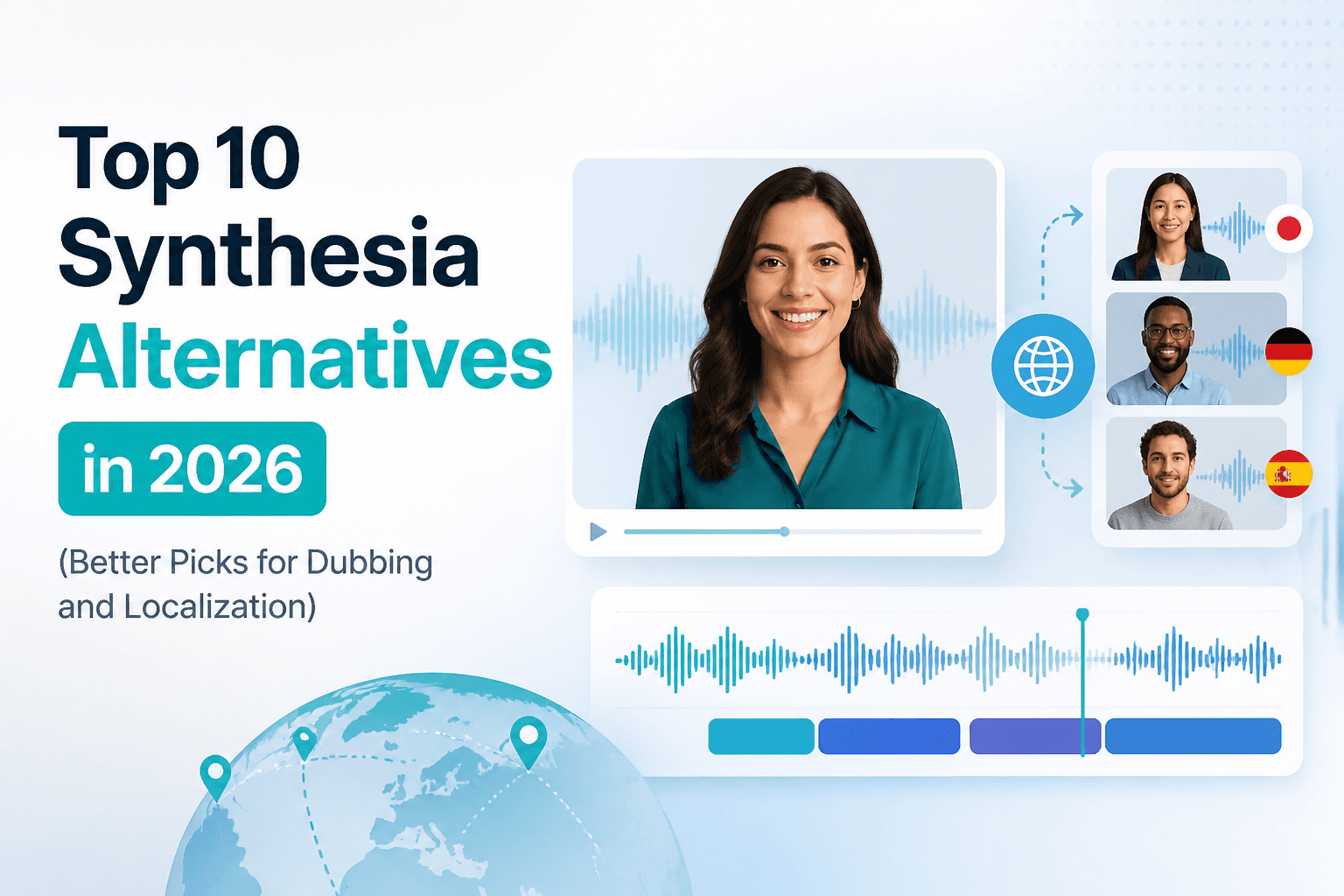 Top 10 Synthesia Alternatives in 2026 (Better Picks for Dubbing and Localization) featured image
