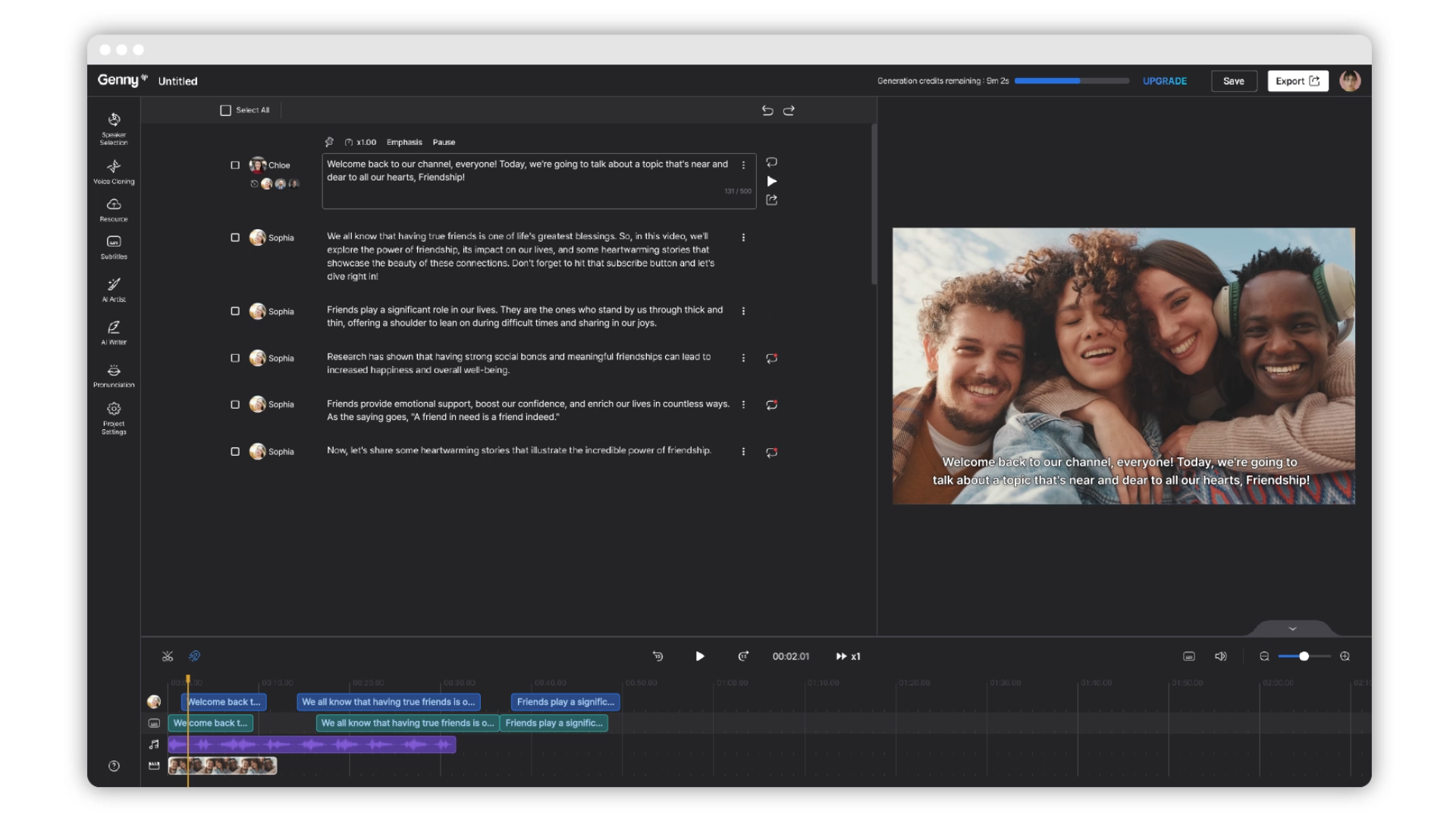LOVO AI voiceover interface