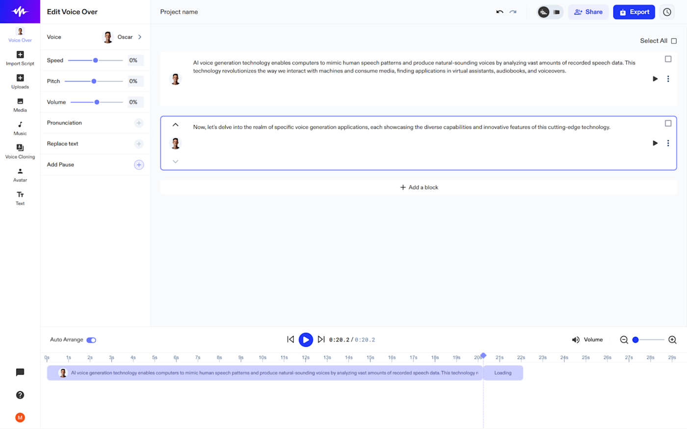 Speechify AI narration interface