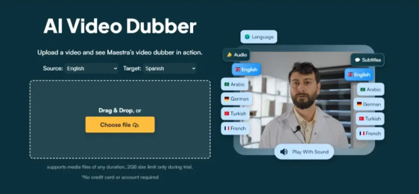 Maestra AI video translator interface